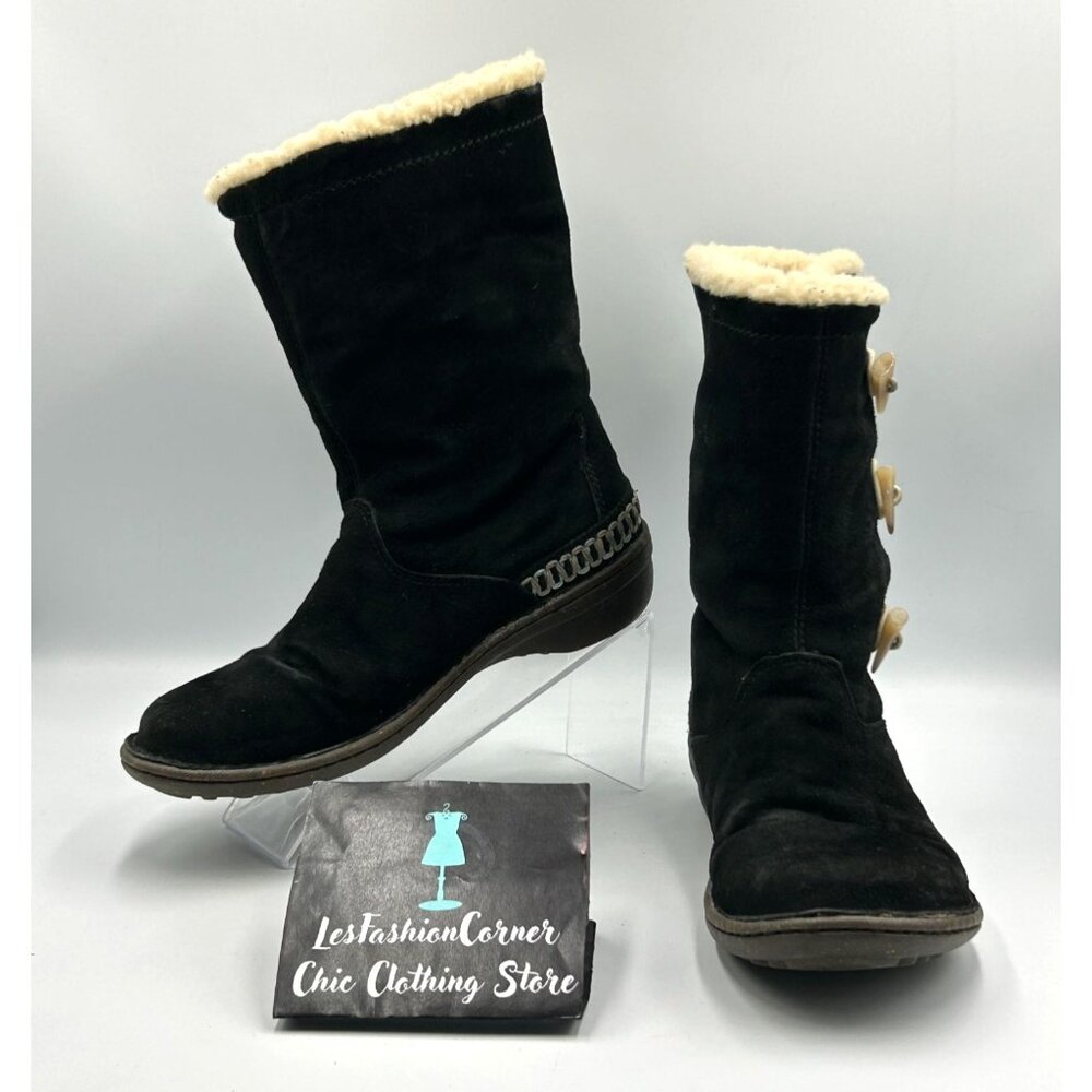 Ugg Australia Women's Black  Kona Mid Calf Leather Toggle Boots Size 8 3183